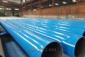Ống cọc thép hoàn thiện sơn phủ tại nhà máy