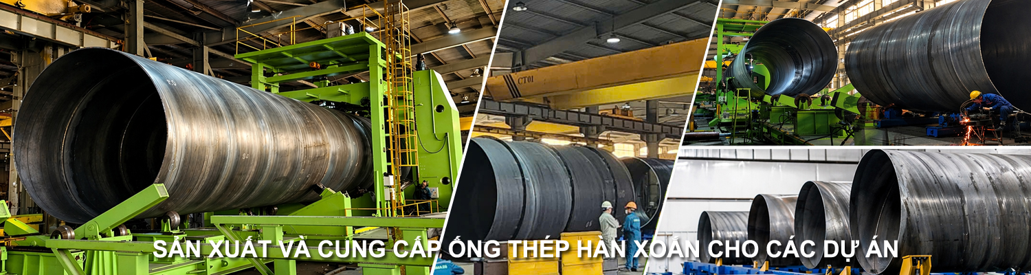 Sản xuất các loại ống thép hàn xoắn trong nhà máy